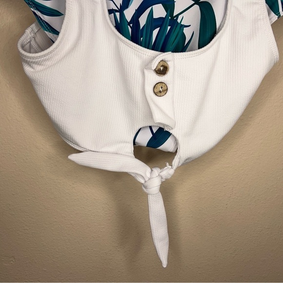 LARGE SHEIN BIKINI TROPICAL JUNIORS WHITE GREEN SET TWO PIECE - Picture 2 of 5